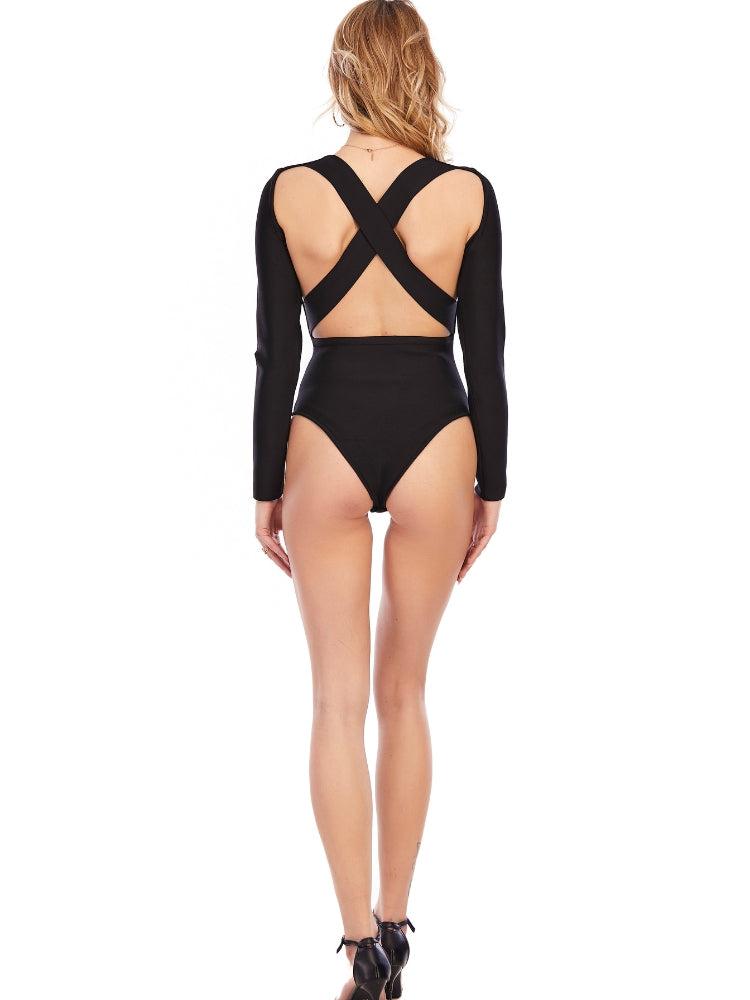 Allure Open-Back Cross-Strap Bodysuit