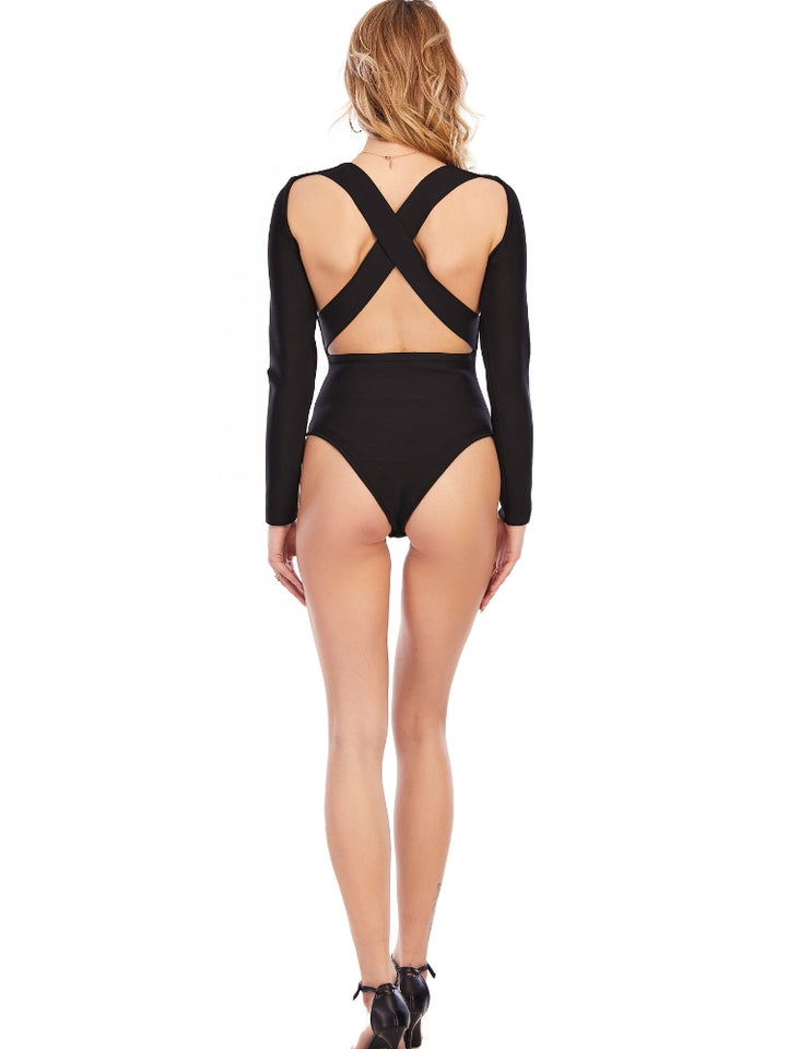 Allure Open-Back Cross-Strap Bodysuit