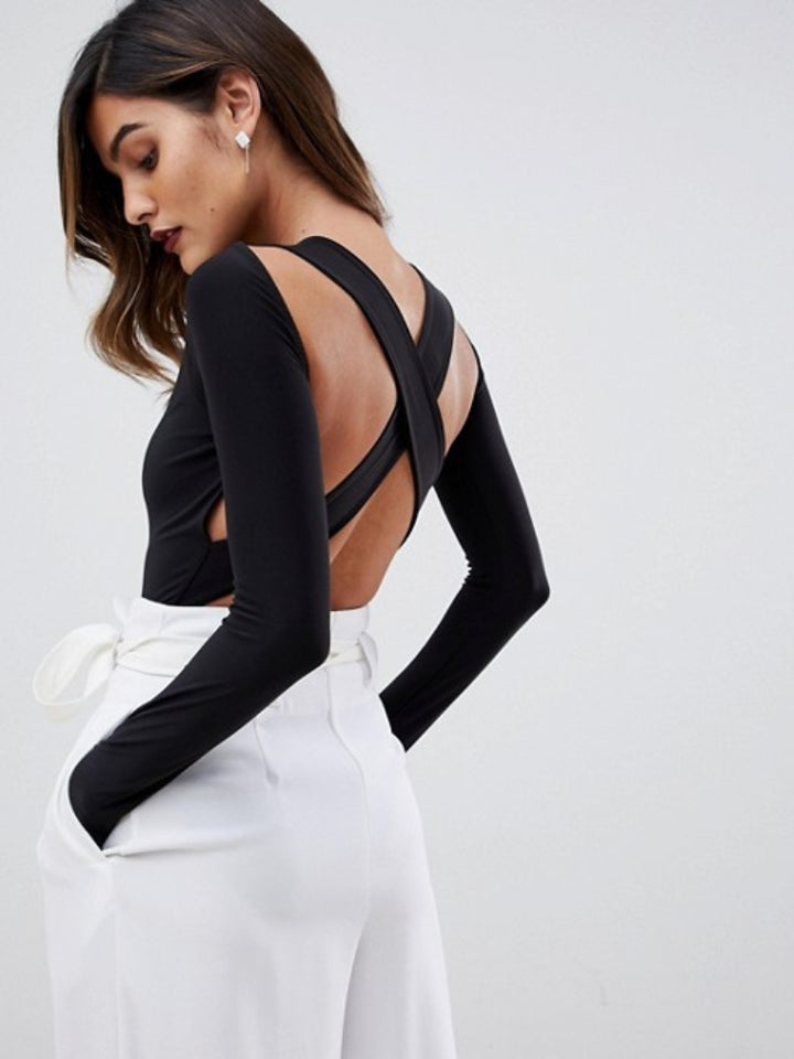 Allure Open-Back Cross-Strap Bodysuit