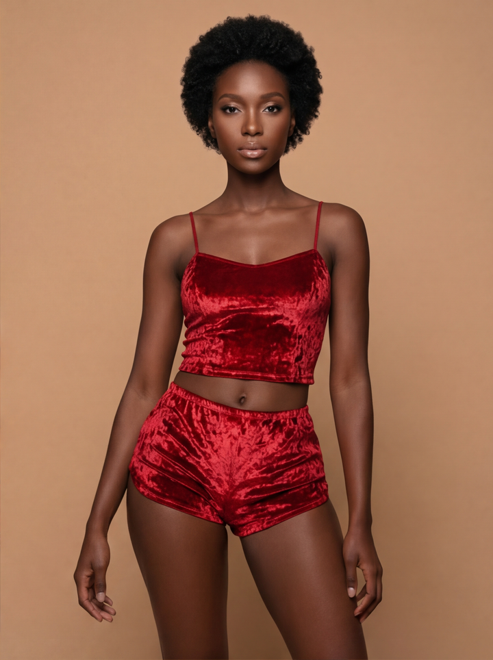 The Rouge Velour Lounge Set | Two-Piece Cami & Shorts