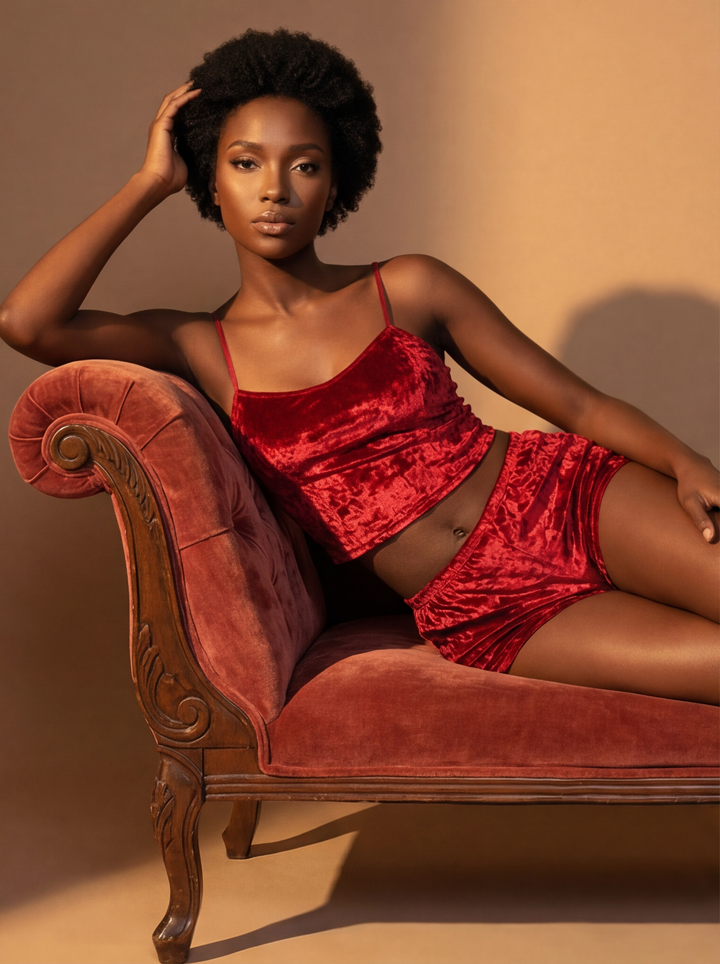 The Rouge Velour Lounge Set | Two-Piece Cami & Shorts