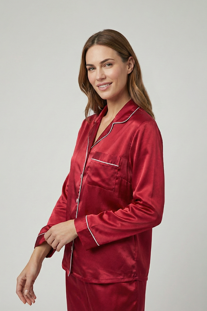 Royal Ruby Luxe Satin Pajama Set