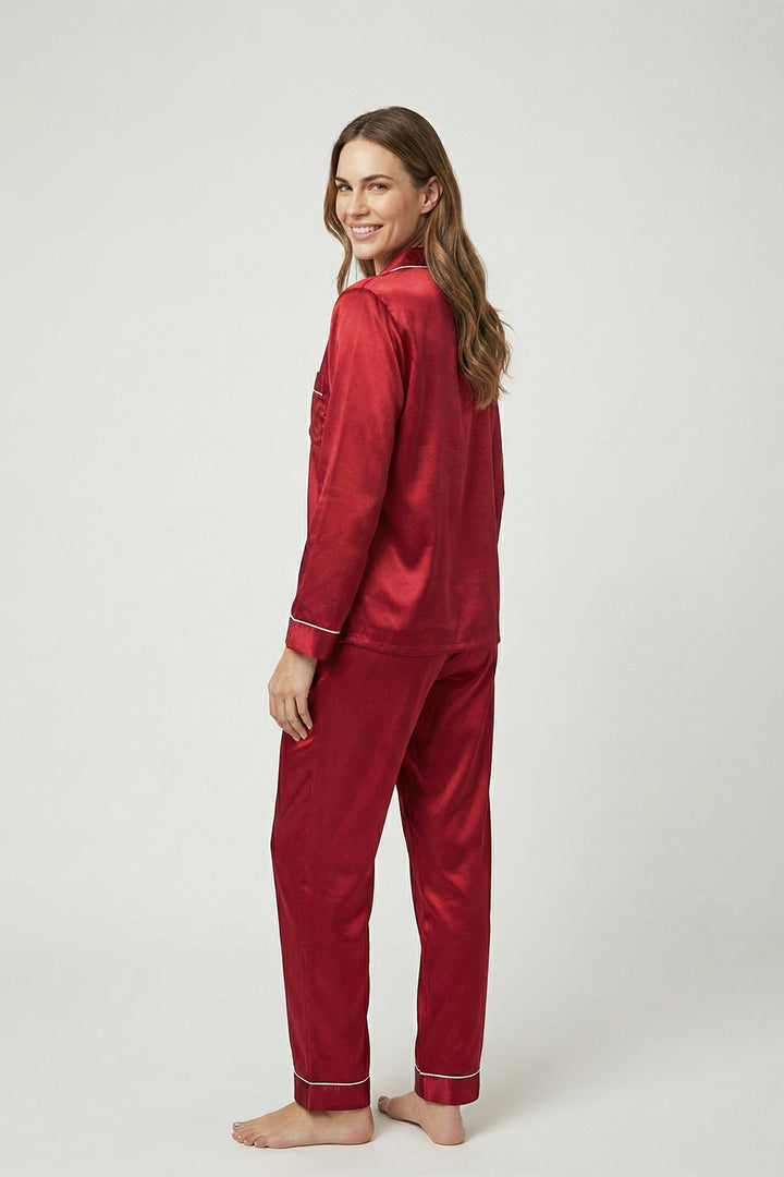 Royal Ruby Luxe Satin Pajama Set