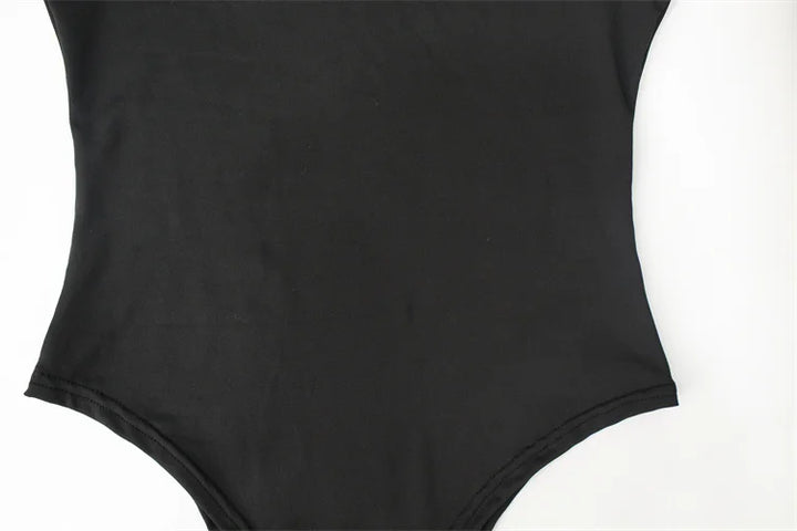 The Luxe Mesh Cut-Out Mock Neck Bodysuit