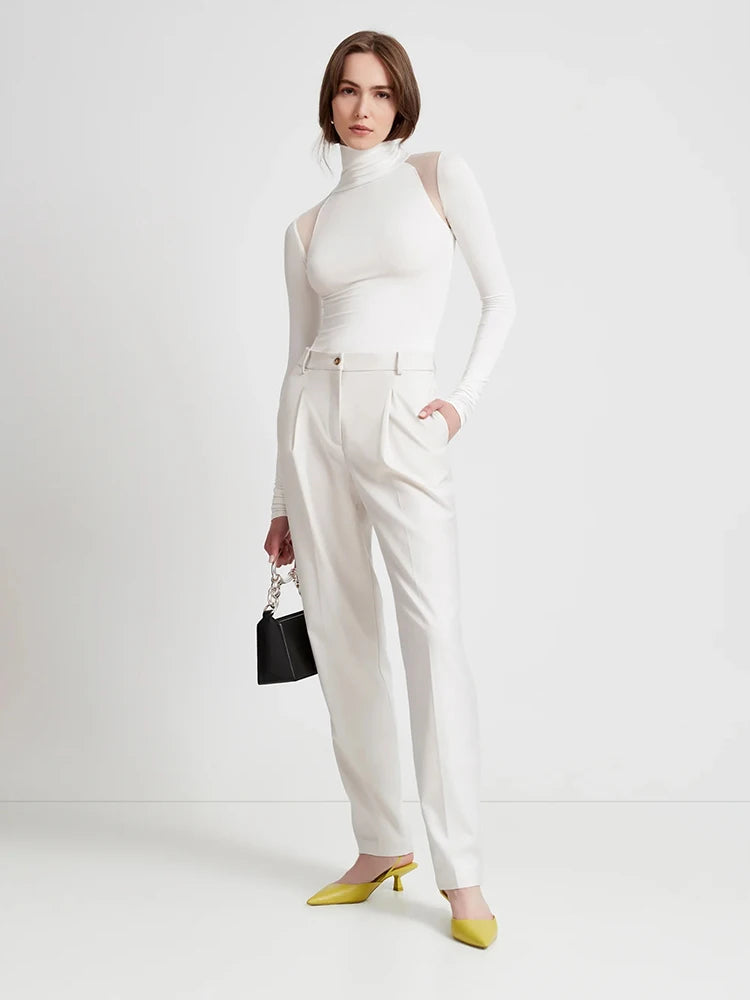 The Luxe Mesh Cut-Out Mock Neck Bodysuit