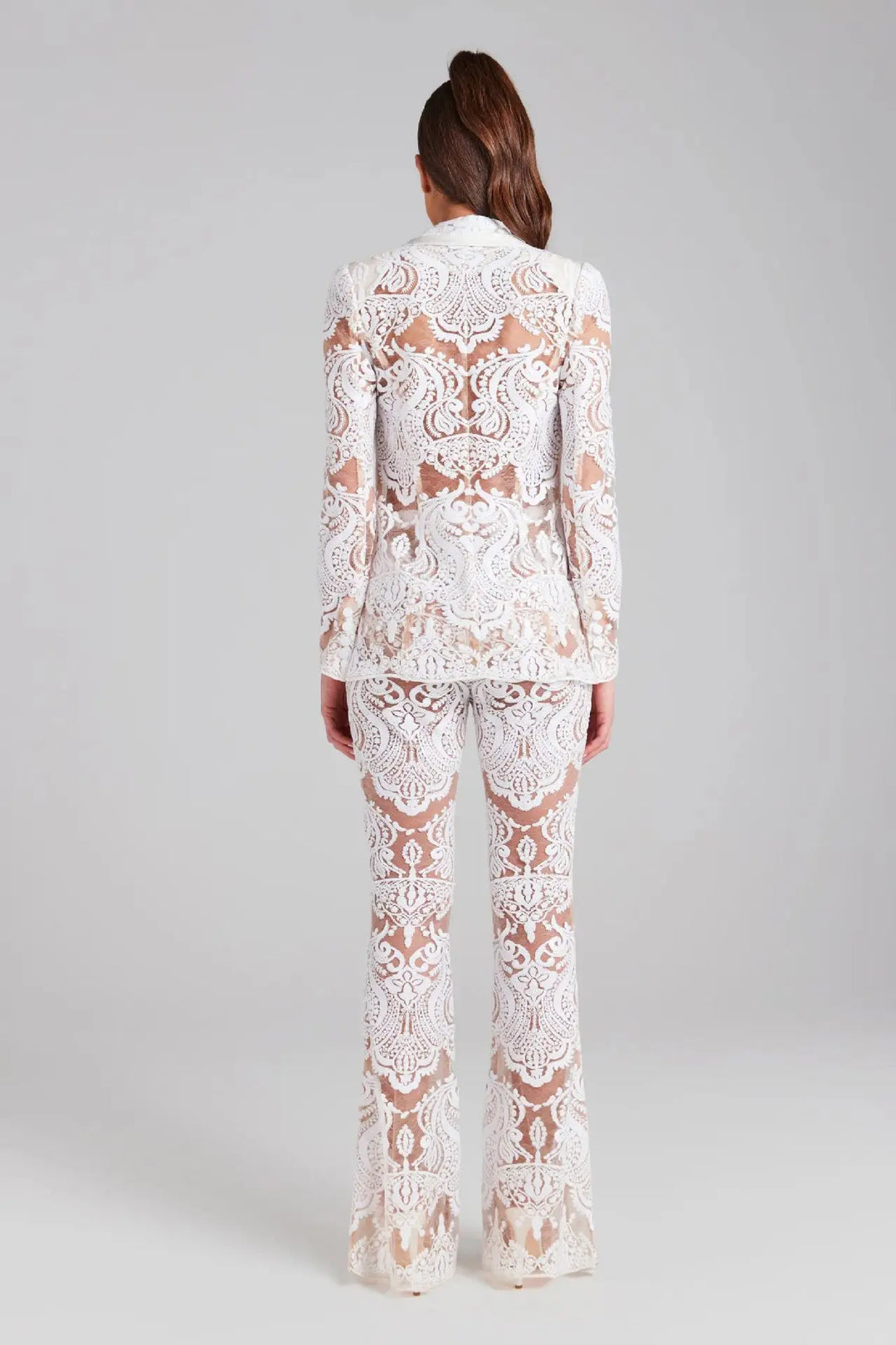 Max B White Lace Power Suit