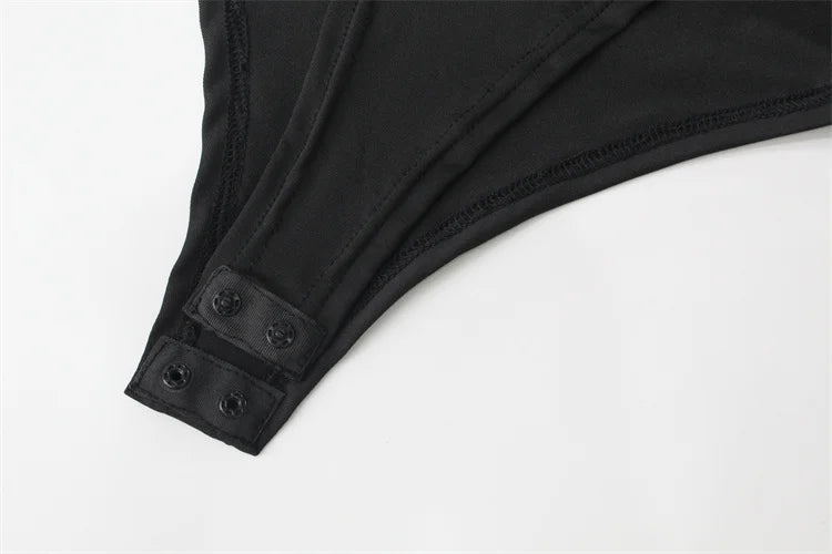 The Luxe Mesh Cut-Out Mock Neck Bodysuit