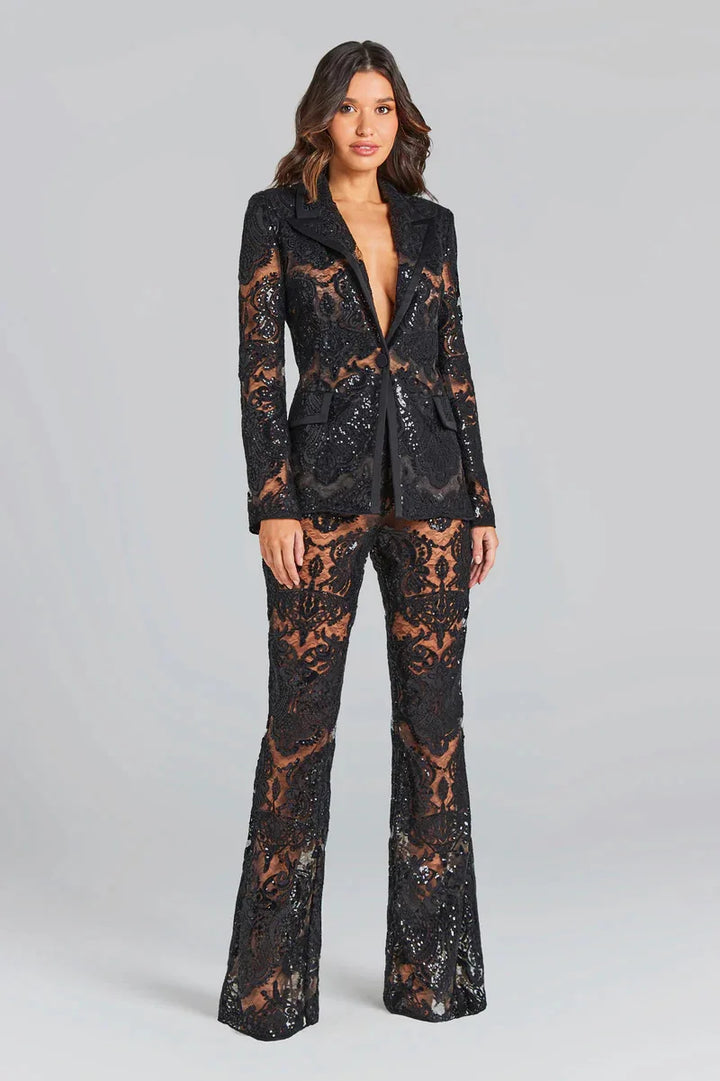 Max B Noir Lace Power Suit