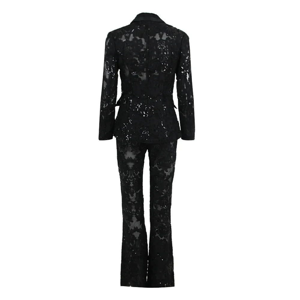 Max B Noir Lace Power Suit