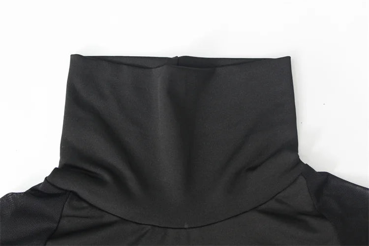 The Luxe Mesh Cut-Out Mock Neck Bodysuit