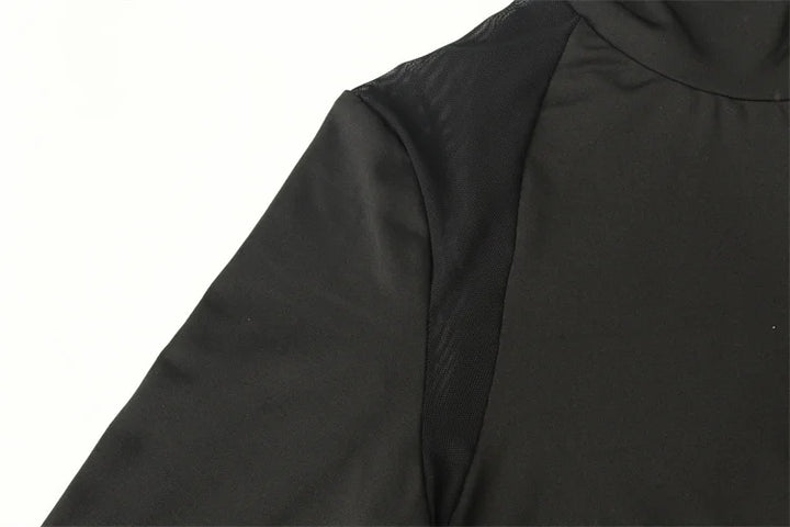 The Luxe Mesh Cut-Out Mock Neck Bodysuit