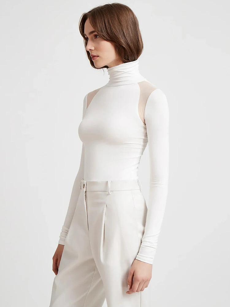 The Luxe Mesh Cut-Out Mock Neck Bodysuit