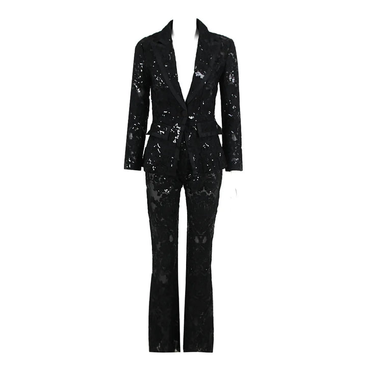 Max B Noir Lace Power Suit