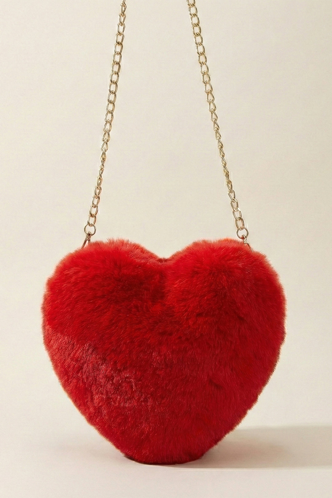 The Amour | Scarlet Faux Fur Heart Bag