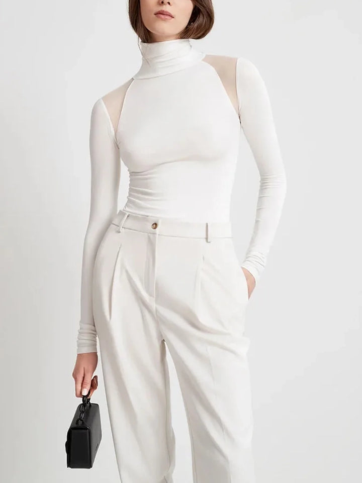 The Luxe Mesh Cut-Out Mock Neck Bodysuit