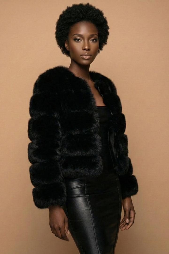 Tina Luxury Black Faux Fur Jacket
