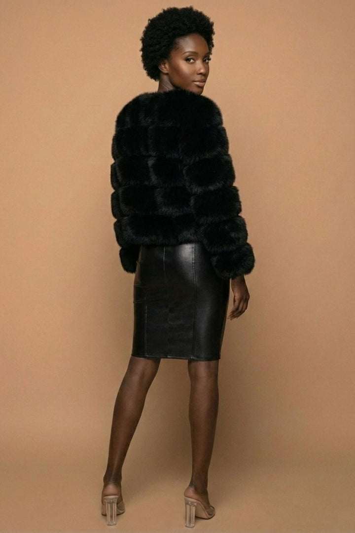 Tina Luxury Black Faux Fur Jacket