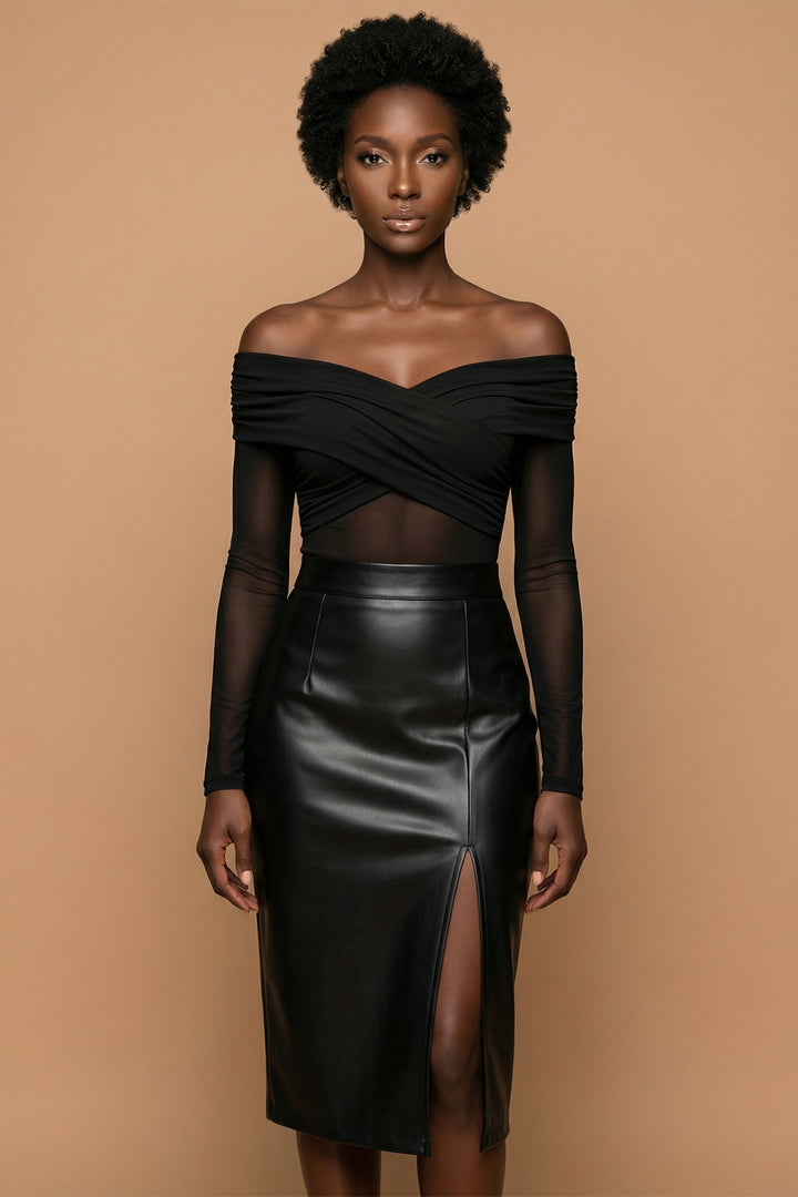Nine to Night Black Pleather Skirt