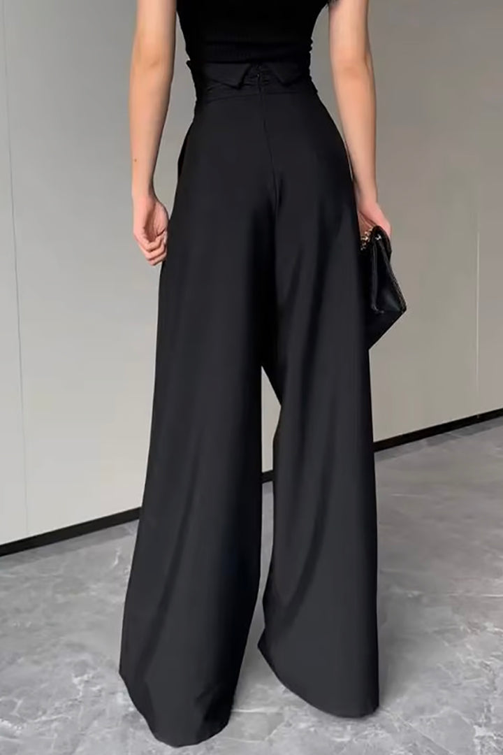 Bella Sleek High-Waist Wide-Leg Suit Pants