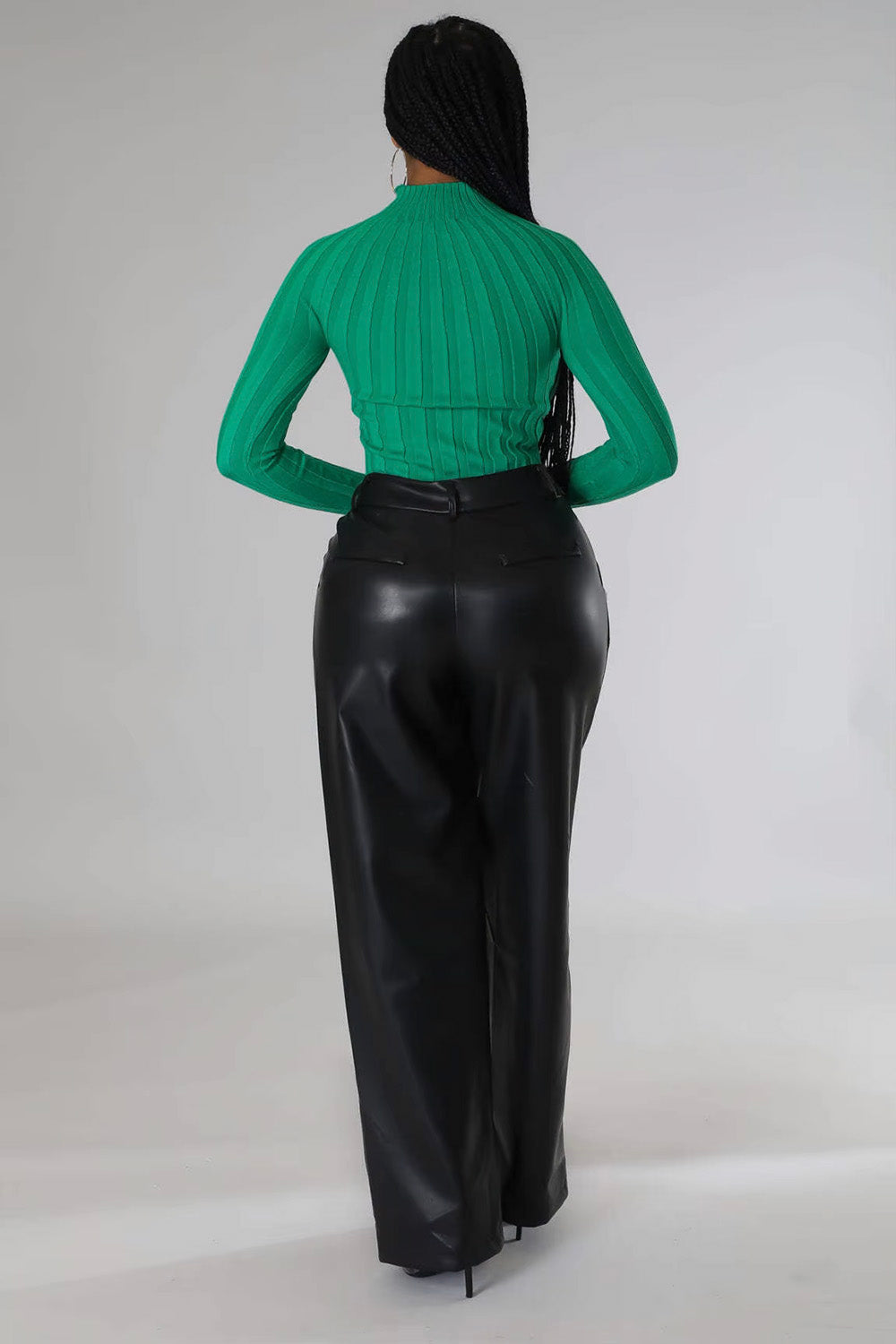 Luxe Relaxed Fit Black Vegan Leather Trousers