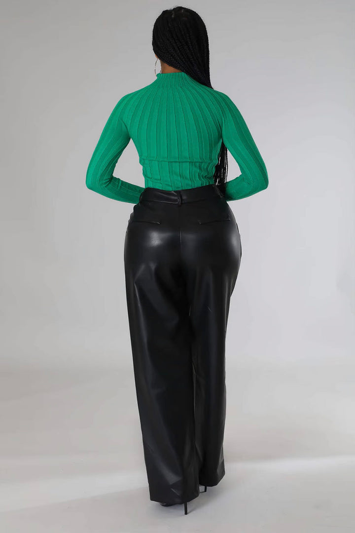 Luxe Relaxed Fit Black Vegan Leather Trousers