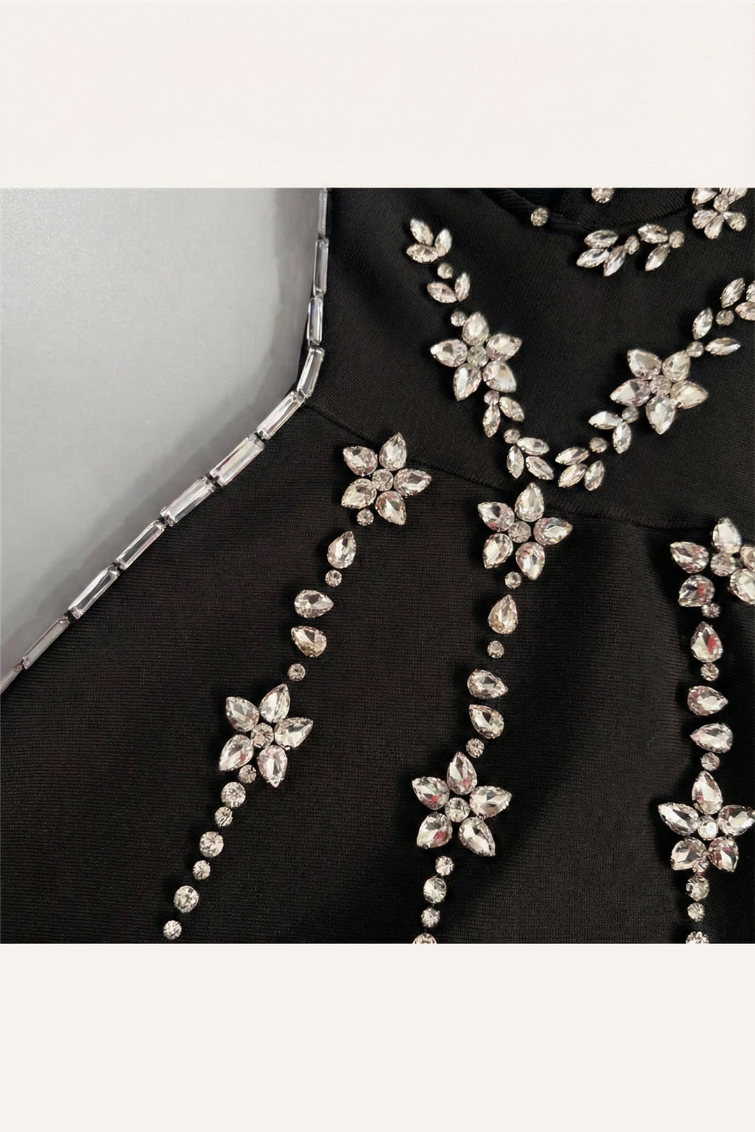 The Rianna | Black Crystal-Embellished Strapless Mini Dress