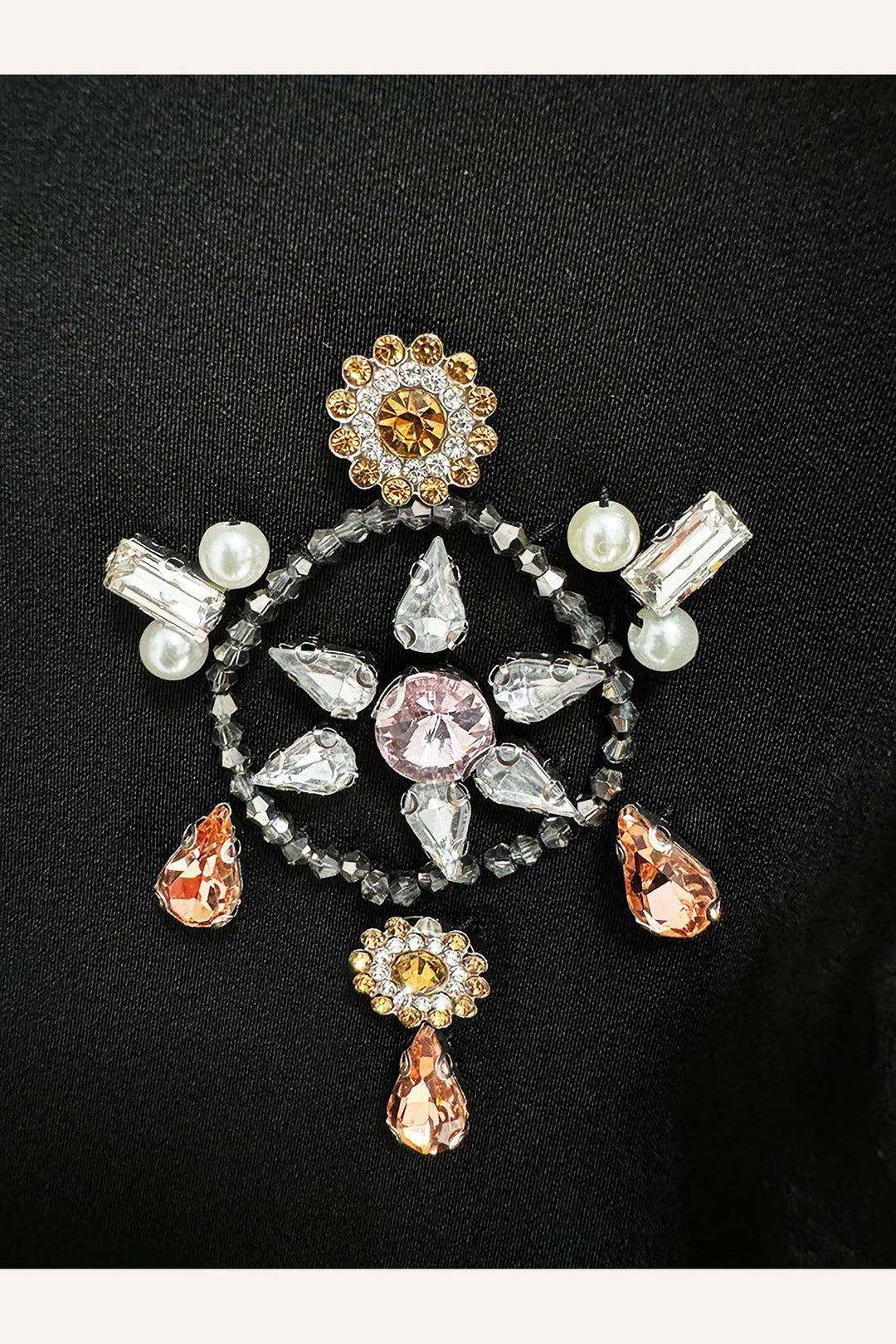 Victoria Black Jewel Embellished Cropped Top & Maxi Skirt Set