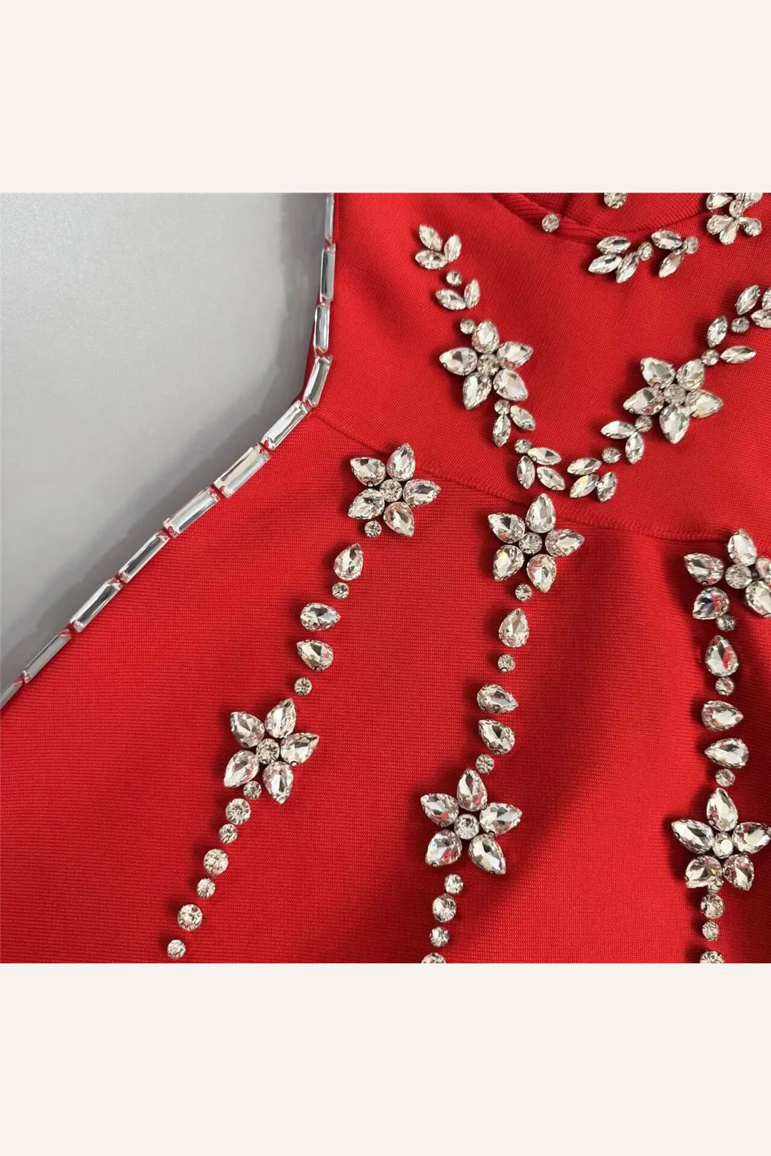 The Rianna | Red Crystal-Embellished Strapless Mini Dress