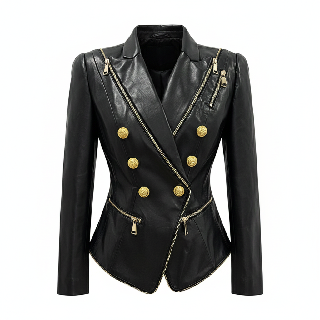 Black Luxe Sculpted Faux Leather Jacket