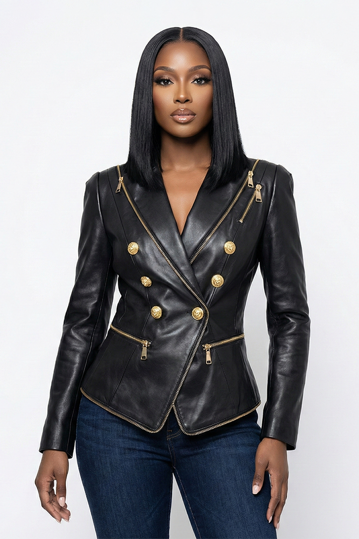 Black Luxe Sculpted Faux Leather Jacket