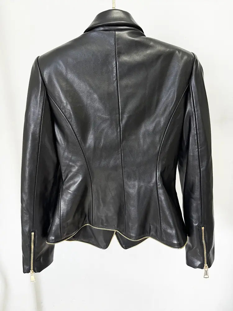 Black Luxe Sculpted Faux Leather Jacket