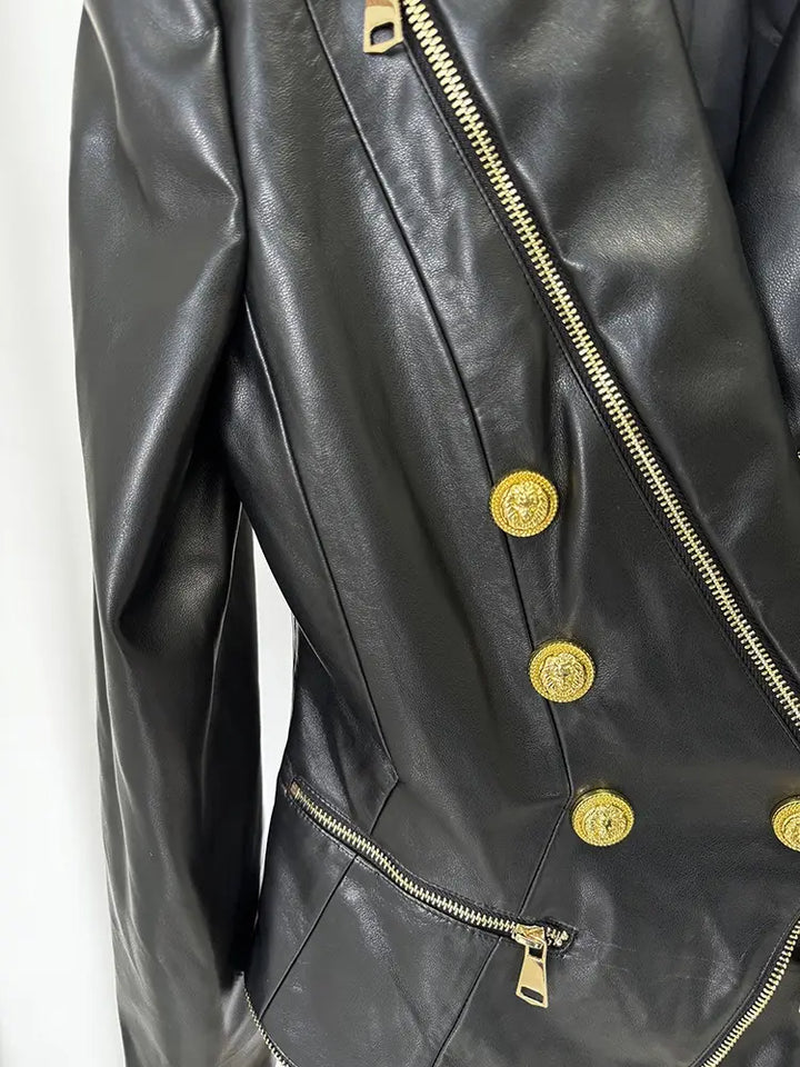 Black Luxe Sculpted Faux Leather Jacket