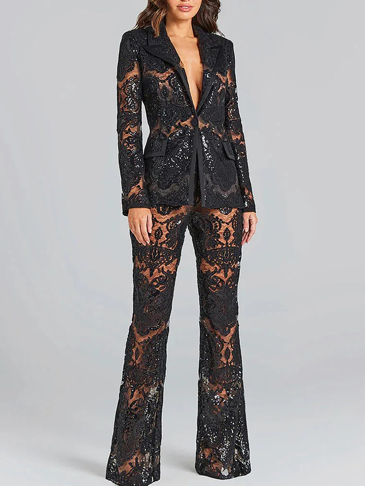 Max B Noir Lace Power Suit