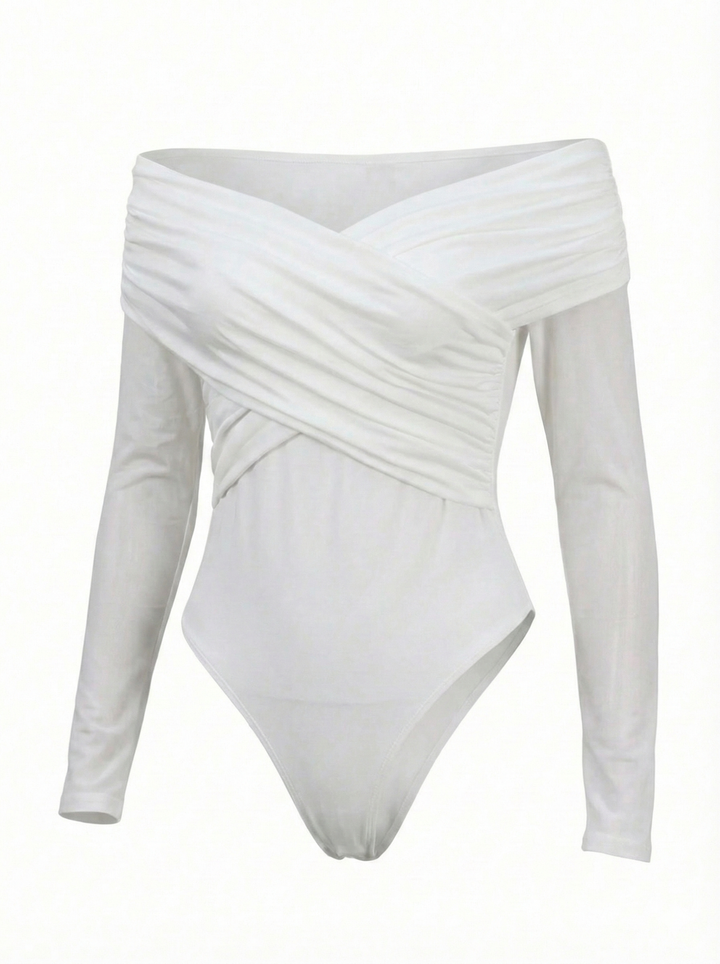 Thalia Sophisticated White Off-Shoulder Bodysuit