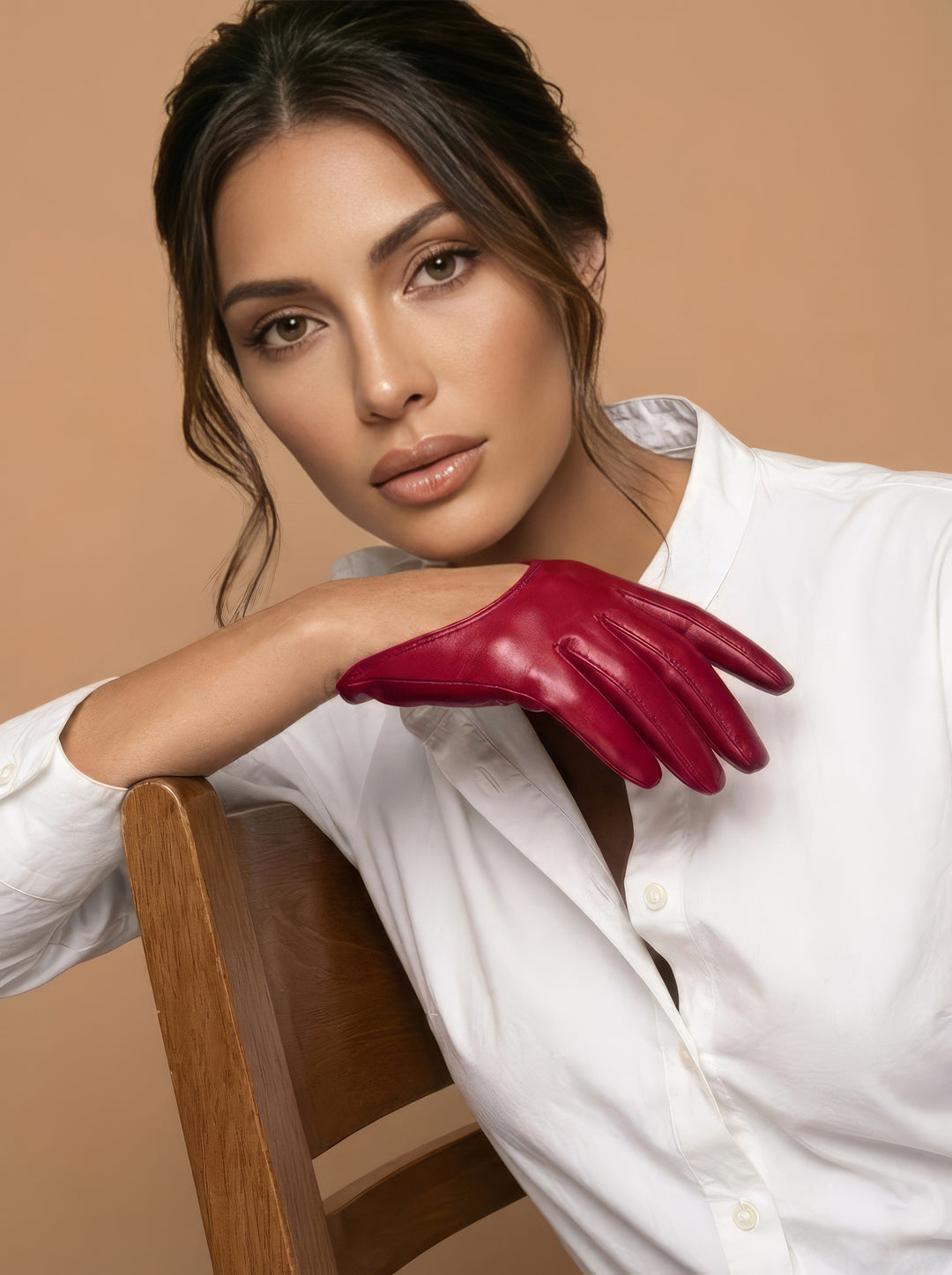 Oxblood Faux Leather Half Gloves