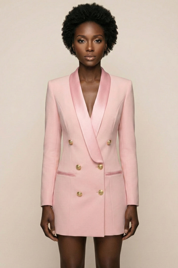 Anika Satin-Lapel Tuxedo Mini Dress