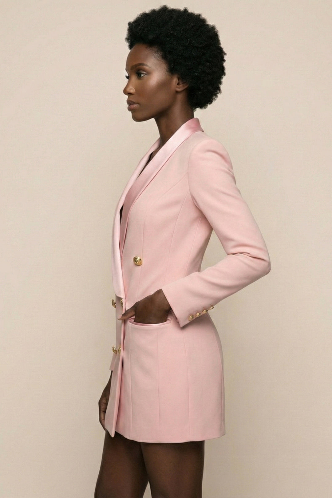 Anika Satin-Lapel Tuxedo Mini Dress