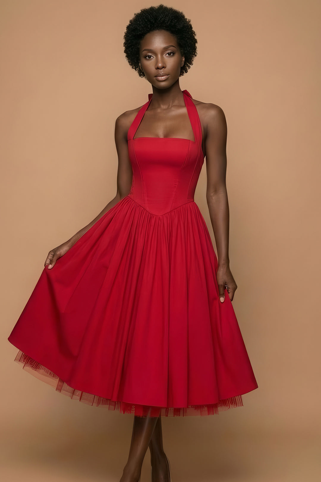 Scarlet Halter Corset Midi Dress