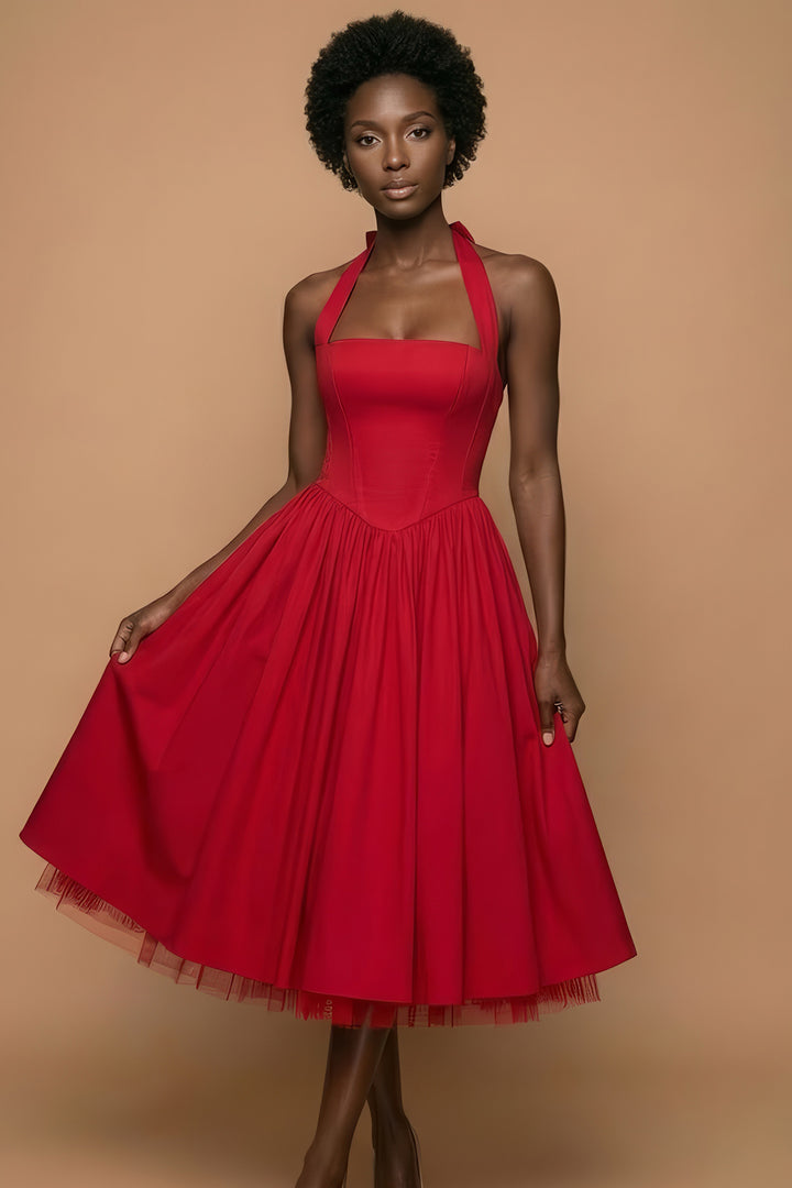 Scarlet Halter Corset Midi Dress