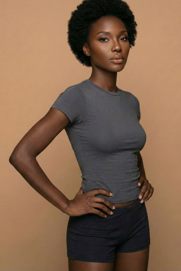 Max B Gray Stretchy Soft Basic T