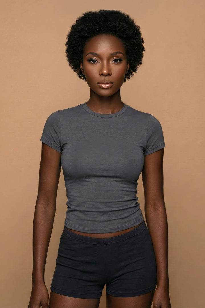 Max B Gray Stretchy Soft Basic T