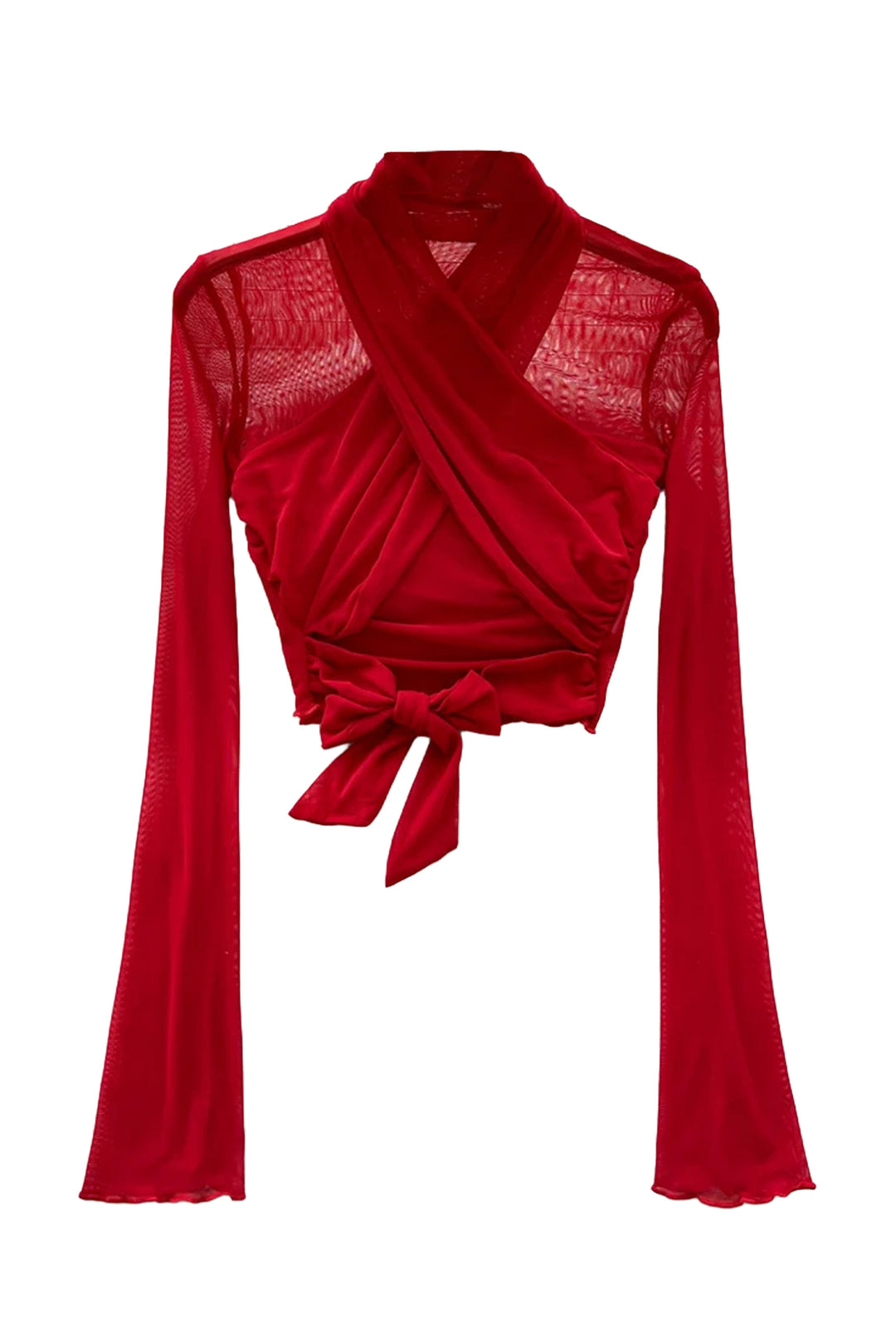 Thalia - Scarlet Mesh Cross-Wrap Top