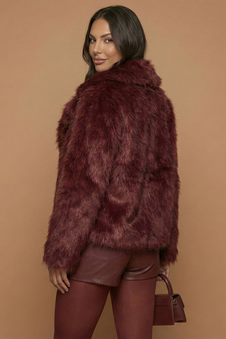 Jellisi Burgundy Faux Fur Jacket