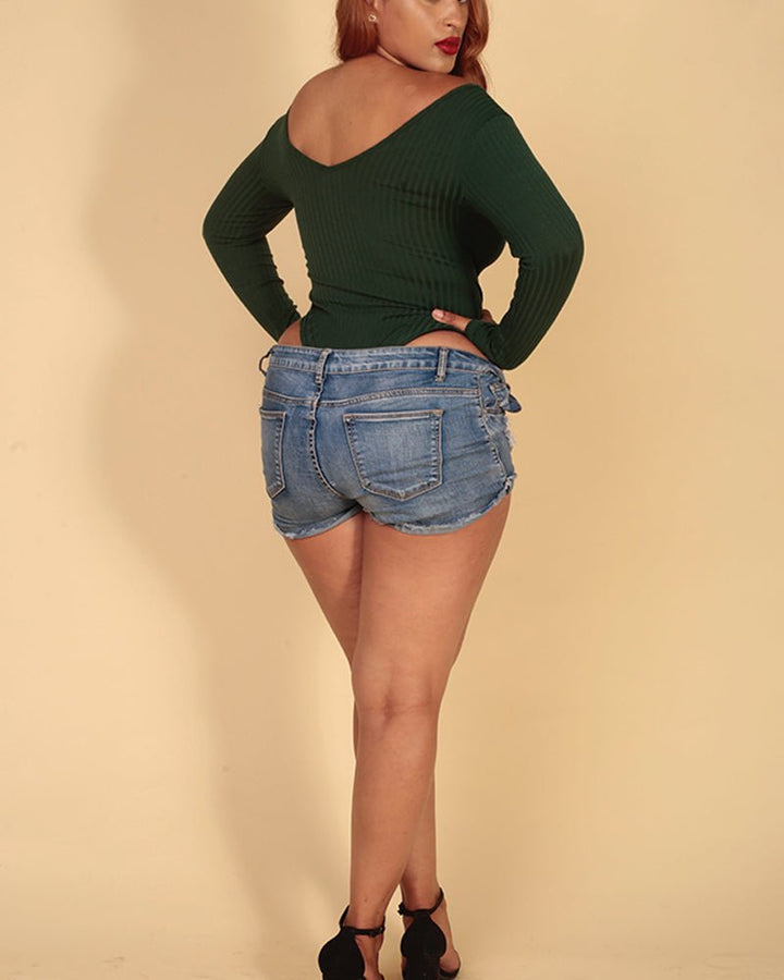 Madison Ribbed Longsleeve Bodysuit T-shirt