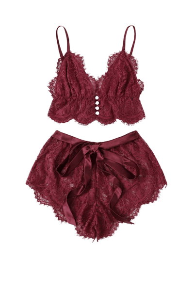 Melissa Scalloped Floral Lace Lingerie Set - Maximum Beauties