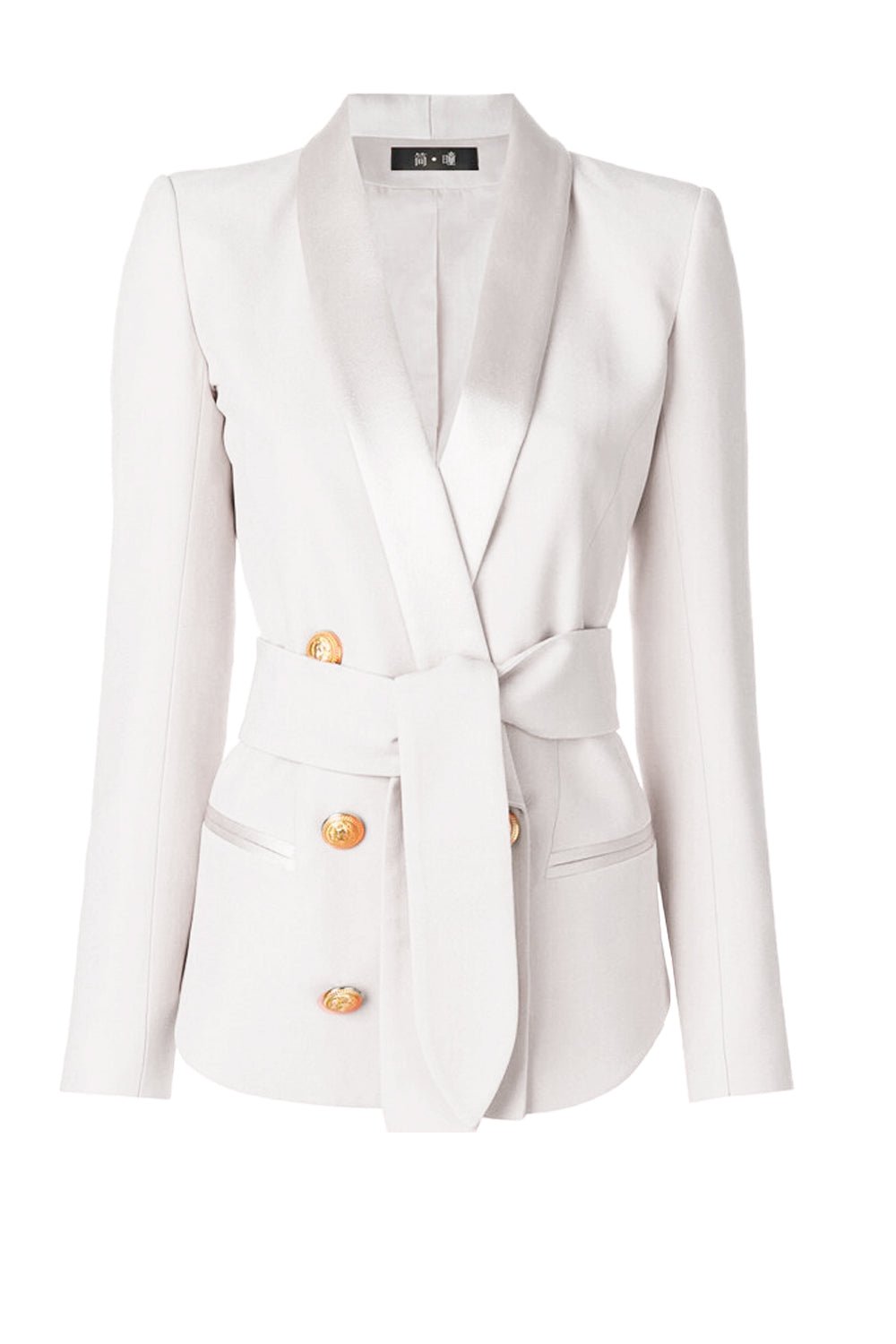White Tuxedo Belted Blazer - Maximum Beauties