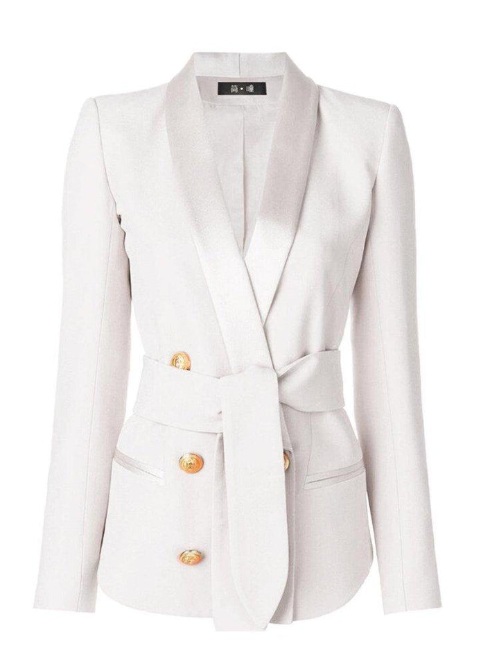 Pink Tuxedo Belted Blazer - Maximum Beauties