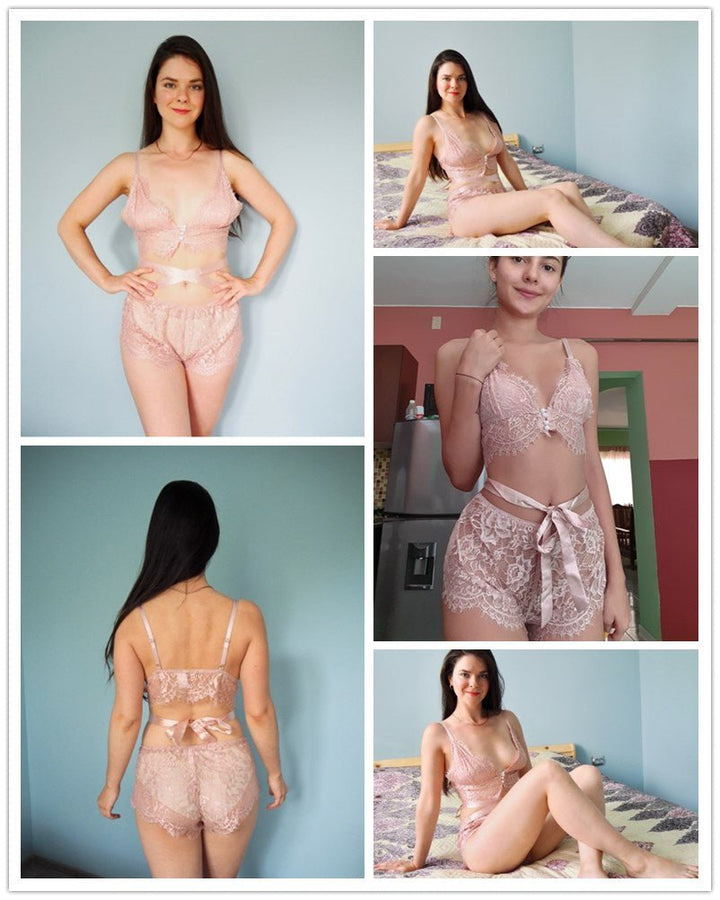 Melissa Scalloped Floral Lace Lingerie Set - Maximum Beauties