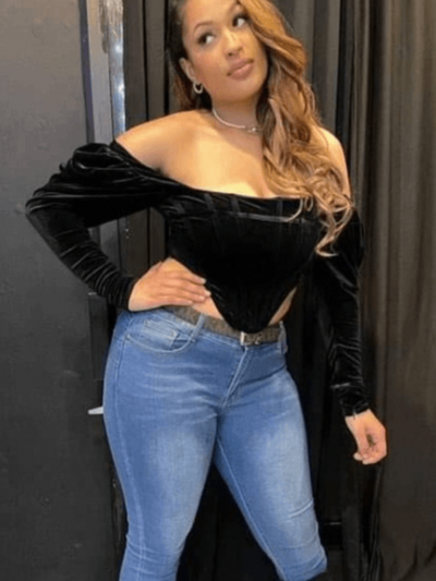 Clair Long Sleeved Velvet Corset - Maximum Beauties