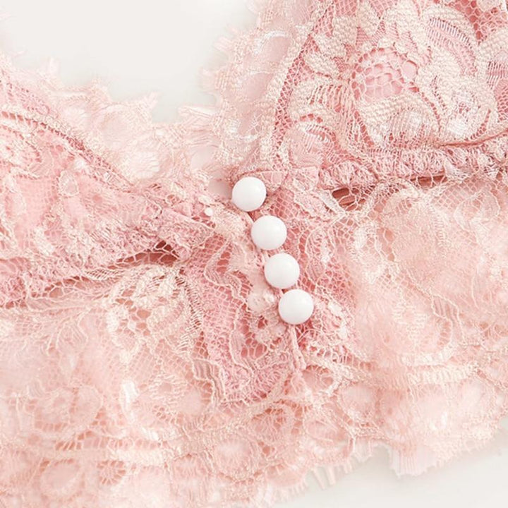 Melissa Pink Scalloped Floral Lace Lingerie Set - Maximum Beauties